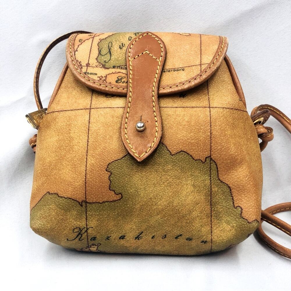 Alverio Martin Classe Geo Tan Leather Crossbody Bag - Picture 3 of 16